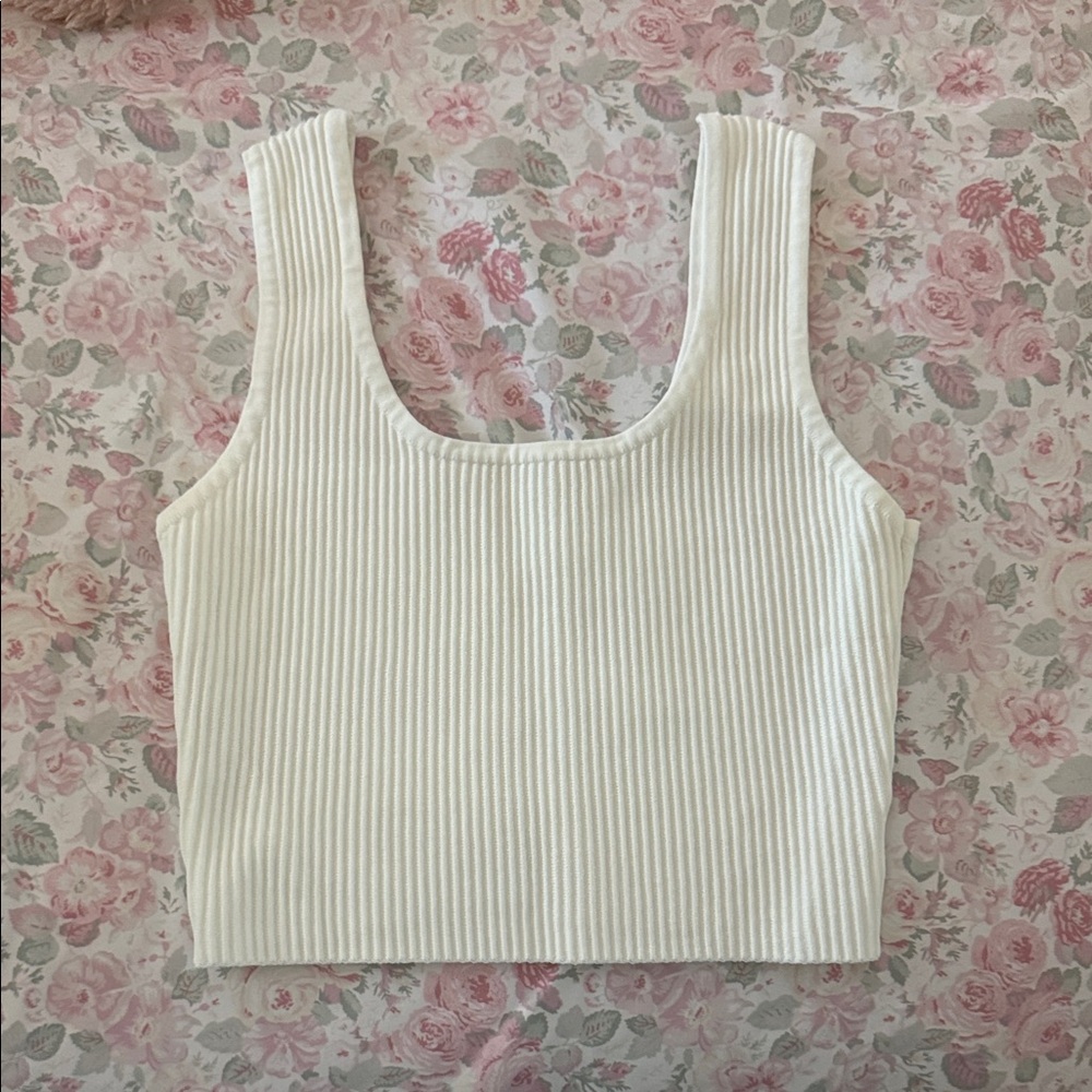 Altar’d State Ribbed White Tank Top